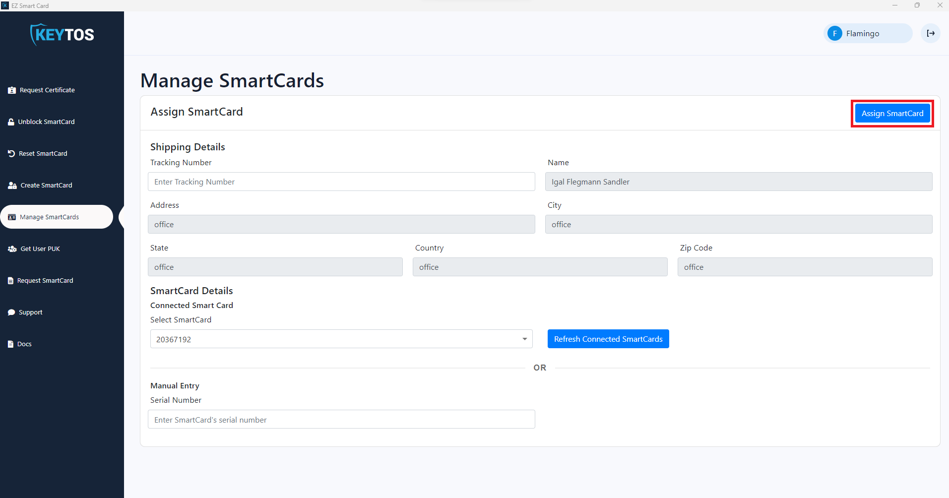 Assign Smart Card Serial Number