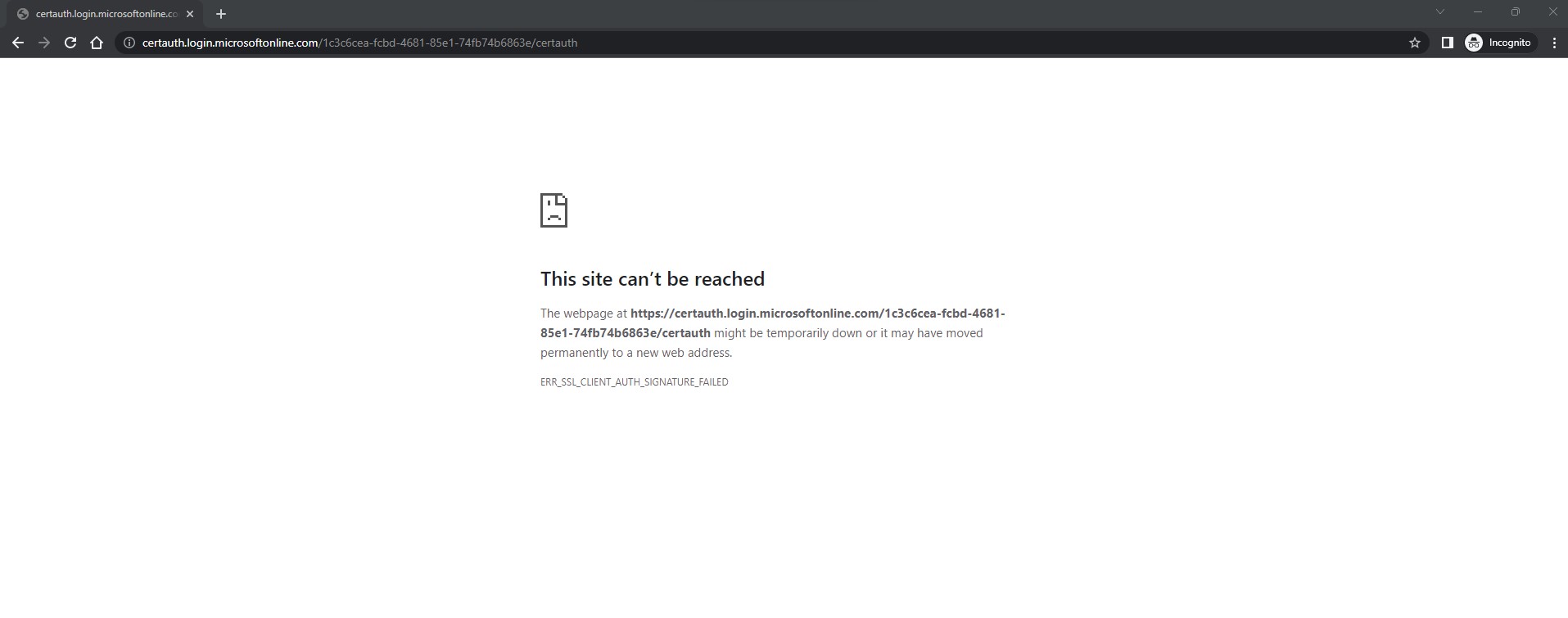 Azure CBA This Site can&rsquo;t be reached