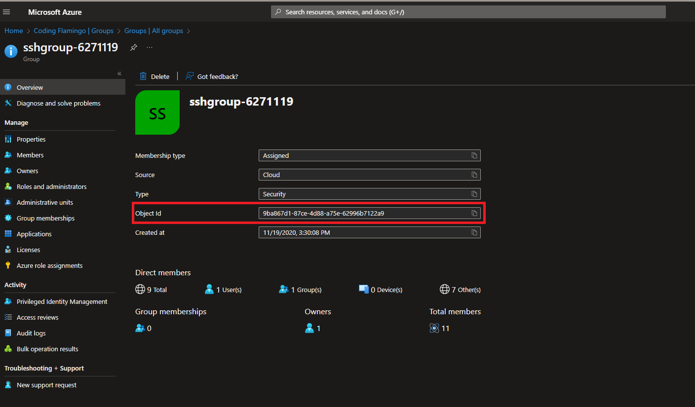 How to find Azure AD Group ID